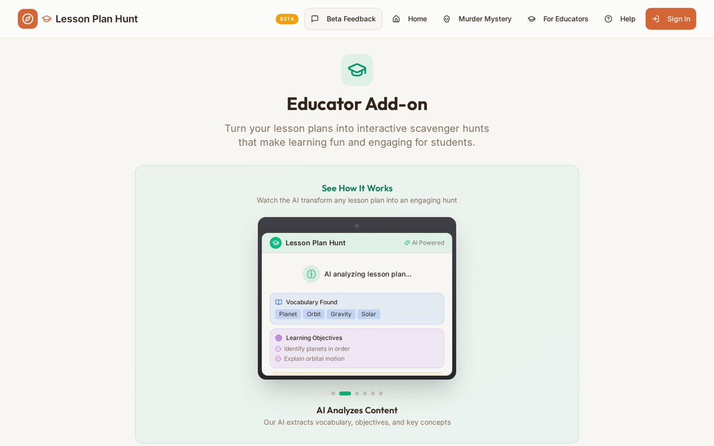 Educator add-on: AI turns a lesson plan into a hunt